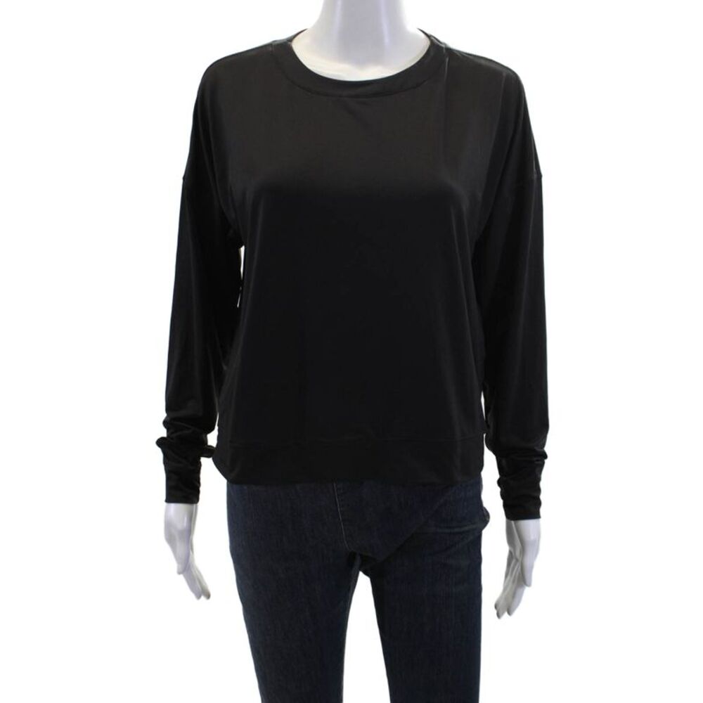 Lucky In Love Womens Long Sleeve Round Neck Pullover Shirt Black Size 0-2